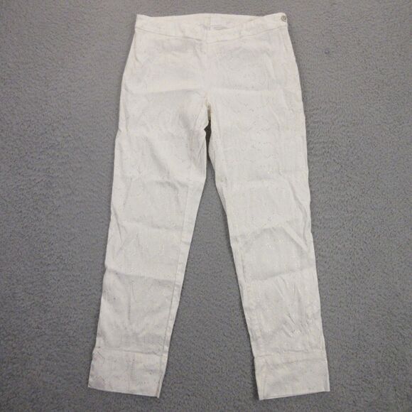 120% Lino Womens Linen Blend Pants size 42 Metallic Trousers Resort Island Coast - Picture 1 of 11
